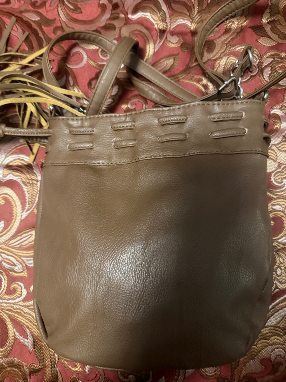 Studded Leather Crossbody Bag - Brown - Picture 6 of 7
